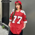 Womens T-shirt Short Sleeve Number 77 Retro Sports Jersey Plus Size Crew Neck Top 3D Printed Street Popular Clothes. 