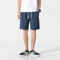 Yfashion Men Cotton Shorts Solid Color Cotton And Linen Loose Casual Large Size Summer Beach Cropped Pants with Pockets color. 