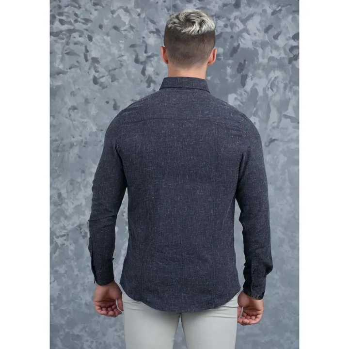 Casual Wear Detailed Linen Long Sleeve Shirt