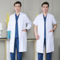 White Gown Short Sleeve Doctor's Overall Men and Women Summer Thin Long Sleeves Doctor Lab Coat Chemical Doctor Nurse Work Clothes. 
