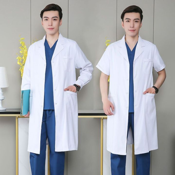 White%20Gown%20Short%20Sleeve%20Doctor's%20Overall%20Men%20and%20Women%20Summer%20Thin%20Long%20Sleeves%20Doctor%20Lab%20Coat%20Chemical%20Doctor%20Nurse%20Work%20Clothes%20-%20Image%202