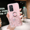 For Galaxy M13 Case Shiny Ring Glitter Soft Transparent Holder Stand Back Cover with String Casing for Samsung M13 Phone Cases Cover Stars Moon Girls. 