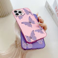 Hontinga for Samsung J7 Prime Back Cover Colorful Sliver Double Sided Soft Edge Hard Back Purple Butterfly Phone Case for Girl. 