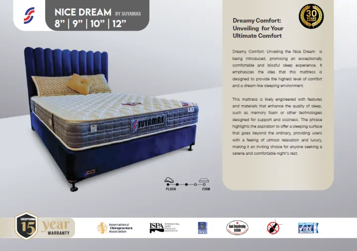 Suyamas Nice Dream 8" - King Size Spring Mattress  (72" x 72" x 8")