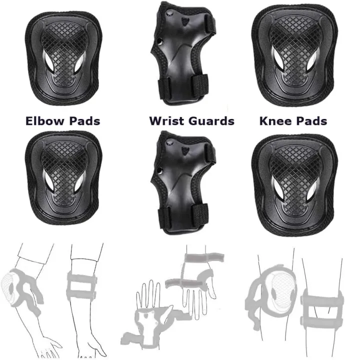 Bicycle%20Safety%20Protector%20Kit%206PCS%20for%20kids%20and%20youth%20Knee%20Elbow%20Wrist%20Pads%20Guards%20Protective%20Equipment%20for%20Cycling%20Scooter%20Knee%20Pads%20Set%20-%20%20Pink,%20Blue,%20Red,%20Black%20-%20Image%204