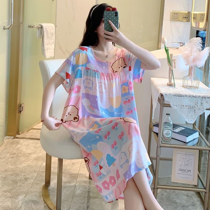 Artificial%20Cotton%20Nightdress%20Women's%20Summer%20Dress%202024%20New%20Pajamas%20Artificial%20Cotton%20Pregnant%20Women%20Outwear%20Pajamas%20Long%20-%20Image%206