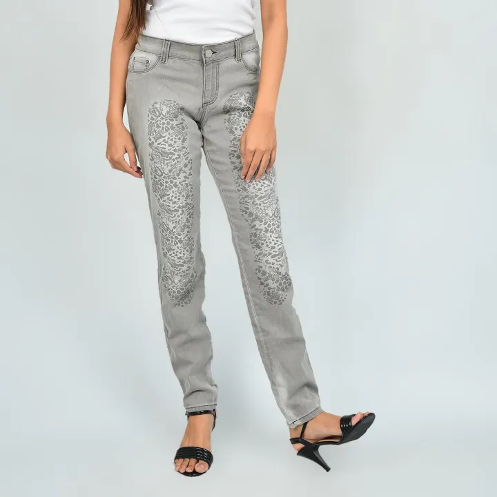 GLO Women's Grey Slim Fit Pant