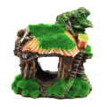 Aquarium Ornament Resin Artificial Moss House Shaped DIY Hollow Hides Ornament for Fish Tank Aquarium Landscape Decoration aquarium accessories. 