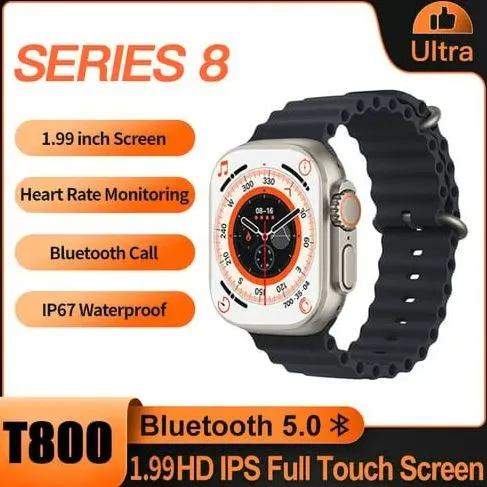 T800 Ultra Calling Smart Watch Heart Rate Monitor Bluetooth Call Multi Sport Mode Fitness Series 8 Smart Band Smartwatch for Mobile / Strap Only (Features T500 T55 i7 i8 HW67 Pro Max Plus T900 116) 194848444 Time_Zone LK