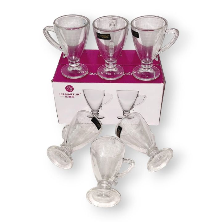 LIRMARTUR Glass Irish Coffee Mug 120ml 6Pcs Set P-179 Coffee Mugs for Drinking Durable Glassware Mugs Tea Mug