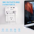 Multi Plug Outlet Extender with USB, Electrical Wall Outlet Splitter with 3 USB Ports and 3 Outlet, For Office, Home...etc.. 