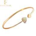 Enacolor Fashion Full Diamond Heart Shape Love Heart Bracelet Women Open Bangle. 