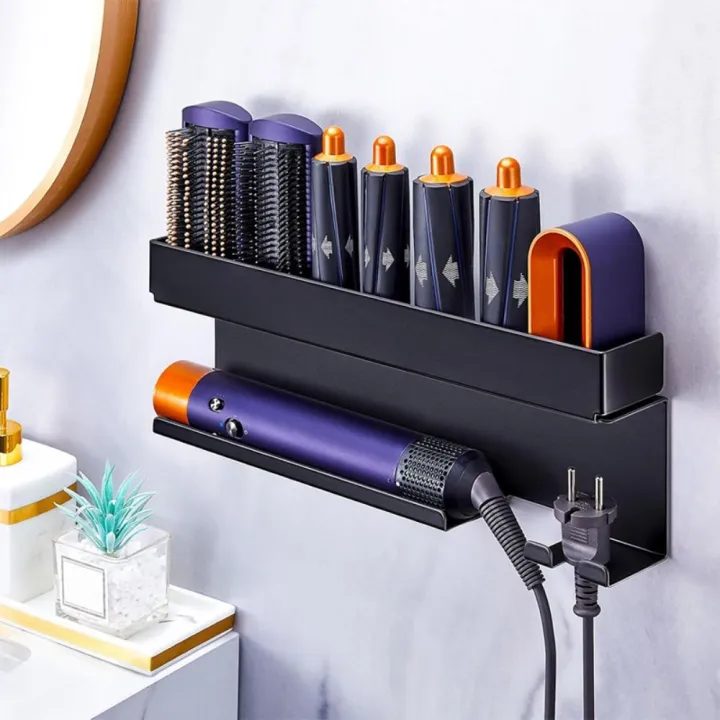 Sturdy No Drill Hair Tool Organizer Tool Storage Bathroom Shelf Wall ...