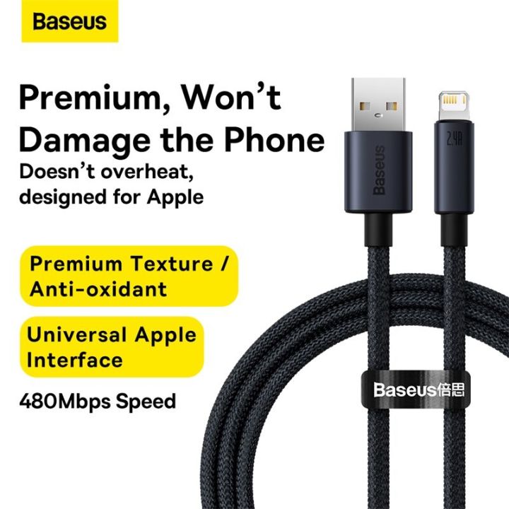 Baseus%202.4A%20USB%20Fast%20Charging%20Cable%20for%20iPhone%2013%2012%2011%20Pro%20Max%20XR%20X%20Mini%208%207%206s%206%205%20Plus%20SE%20USB%20Data%20Sync%20Cable%201M%20-%20Image%204