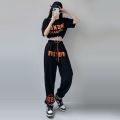 Jazz Dance Costume Women's Summer Korean StylejazzHigh Waist Top Hip Hop Loose Street Dance Pants Dancing Suit. 