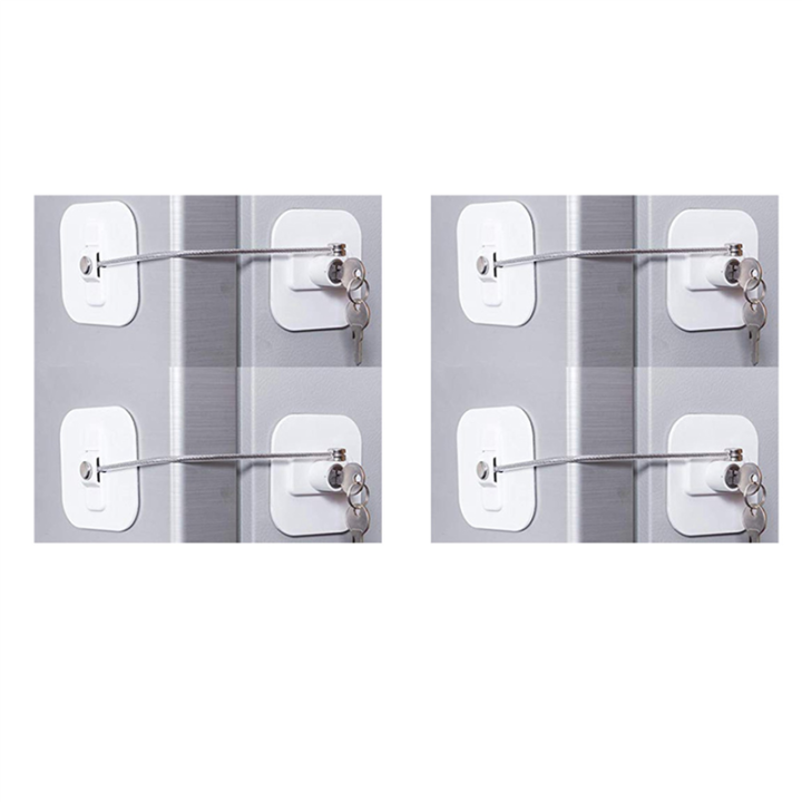 Refrigerator Lock, Mini Fridge Lock with Key for Adults, Lock for A Fridge, Cabinet Door(White 4Pack)