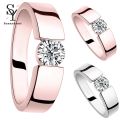 Sunny Uni Round Cubic Zirconia Inlaid Finger Ring Wedding Engagement Jewelry Gift. 