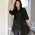 Summer Women's Shirt Dress Fashion Woman Nightdress Casual Homewear Short Sleeve Pajamas Attractive Silk Ice Silk Thin. 