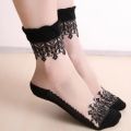 DaiShana Summer Ladies Lace Embroidery Silk Transparent Glass Crytal Stretch Women Socks breathable socks hot selling 1 pair. 