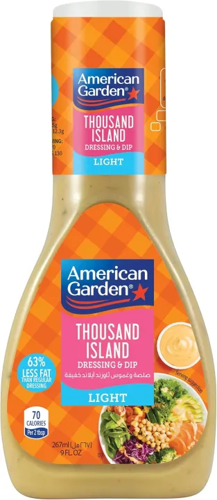 American Garden Thousand Island Dressing & Dip Lite, Gluten-Free, Dairy-Free, 267ml (FROM DUBAI)
