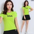 Square Dance Set Short Skirt Skirt Student Suit Casual Women's Pants Feather Short Sleeve Clothing Suit Sports Summer Tennis Two [. 