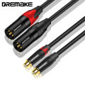 DREMAKE 2XLR Male to 2RCA Female Splitter Cable HiFi Stereo Jack RCA to XLR Mic Speaker Audio Cord for Amplifier DVD/VCD Player. 