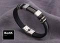 Steel Silicone Black Bracelet Men Wrist Band Punk Style Bracelet. 