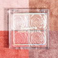 Rose Diamond Highlighter Powder Palette Glitter Face Contour Brighten Makeup Shimmer Illuminate High Light Cosmetic 4 Colors. 