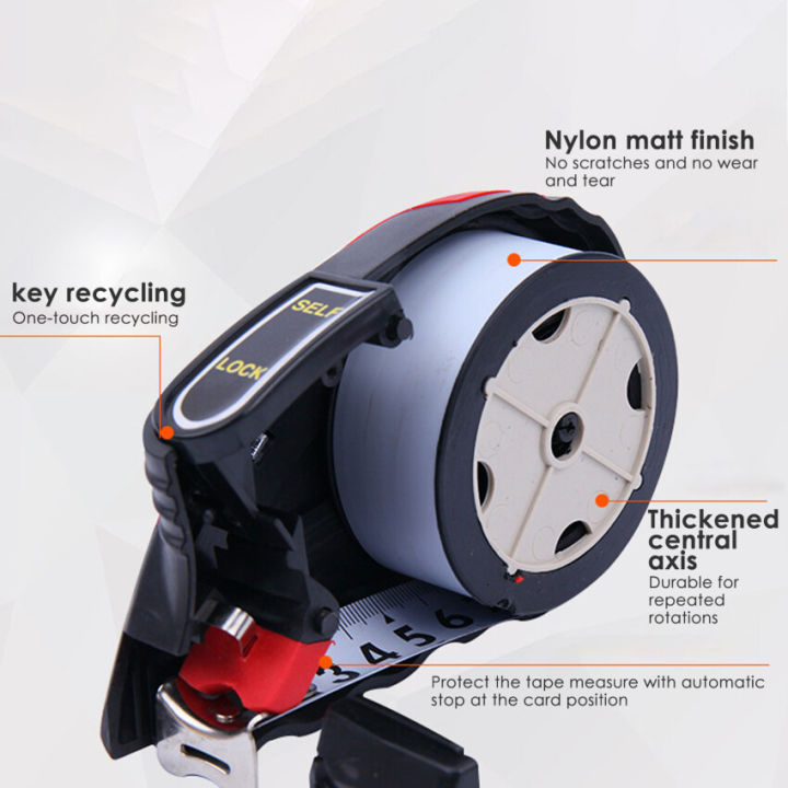【High Quality】Portable Inch Metric Tools Work Roll Self Lock Retractable Woodworking Measurement Automatic Wrist Strap Steel Tape Measure