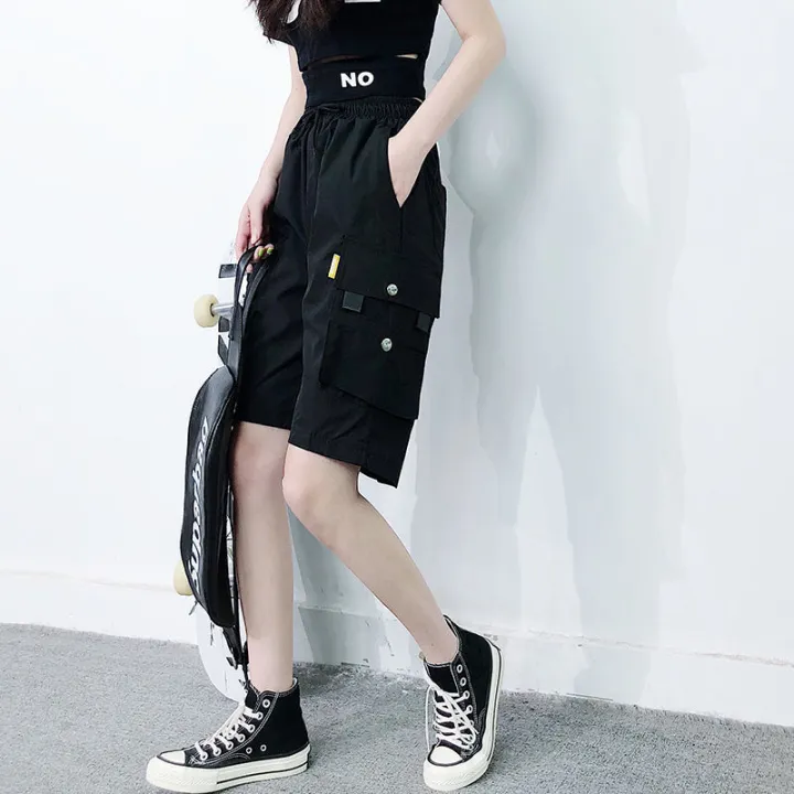 Shorts%20Women%20over%20the%20Knee%20Summer%20Thin%20Student%20Korean%20Style%20Loose%20Sports%20Versatile%20Slimming%20Leisure%20Cargo%20Fifth%20Pants%20Women%20-%20Image%204