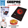 Geepas GIC33013 2000W Digital Infrared Cooker, Portable Fast & Precise Cooking With Touch Control, LED Display, 8 Power Levels Infra Red Hot Plate Cooktop. 