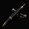 891 Brown Color 3d Pattern Chinese Dragon Golden Clip Roller Pen With M Nib For Antique Writing Metal S Pen. 