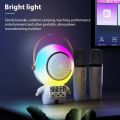 X64 Mini Karaoke Machine: Compact Astronaut-Shaped Bluetooth Speaker and Microphone Set - A Portable Party Companion with LED Color Light. 