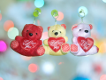 soft mini teddy bear (3 PCS) with hearts for lovely gift, for car hanging soft toy ornament, car decoration teddy bear with high quality material. 