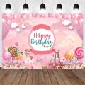 Candy Theme Birthday Background Photography Welcome Candyland Baby Birthday Backdrops Decoration Banner Photocall. 