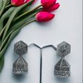 Black silver jimikki earing Indian Jewelry Traditional earings Chandbali Jhumka Jhumki Dangle Earrings for Women, Perfect Gifts for Her. 