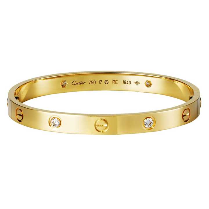 Gold Plated Guaranteed Cartier LOVE White Stone Bangle for Women Bangle Fashion Style Bracelet With Box