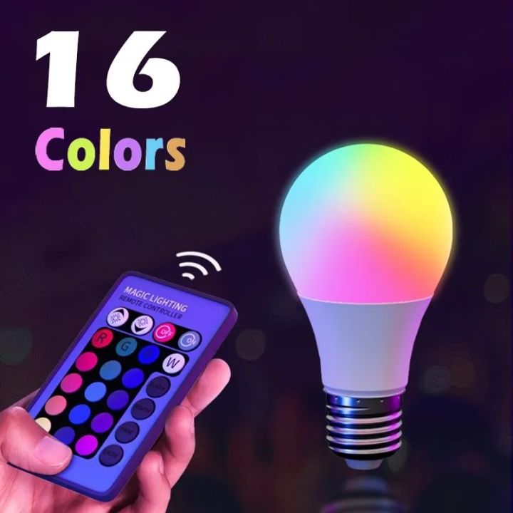 16%20Color%20RGB%20LED%20Multicolor%20Bulb%20E27%20Base%20220V%20Household%20Lighting%2010W%20Dimmable%2024%20Key%20Remote%20Control%20Atmosphere%20Neon%20Light%20Bulb%20-%20Image%202