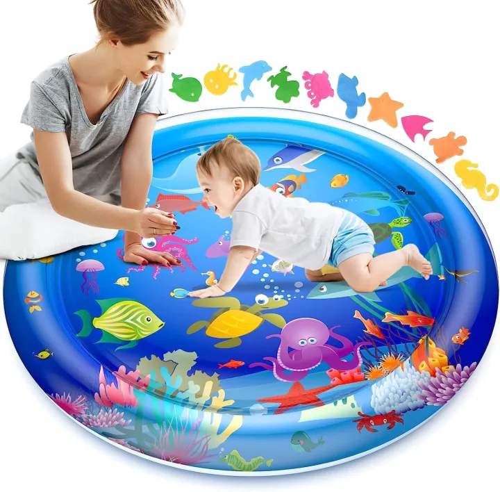 Baby Kids water play mat Inflatable Infant Tummy Time Playmat 3 6 9 12 Month New Born Boy and Girl.