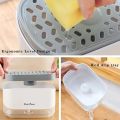 2-in-1 Countertop Soap Pump Dispenser, Sponge Caddy, Easy Refill Non-Slip Base For Kitchen Sink Dishwashing. 