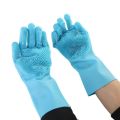Reusable Heat Gloves Glove Scrubber Resistant Household Cooking Dish Kitchen Washing Cleaning Tool Silicone 1Pair. 