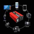 200W Car Power Inverter Dc 12V To Ac 220V Converter Dual Usb Charger Adapter Car Power Booster - Red. 