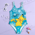 MINISO Girl Summer One-Piece Swimsuit Fashion Cartoon Cute Pokemon Pikachu Series Print Women Swimwear Sleeveless Swim Clothing. 