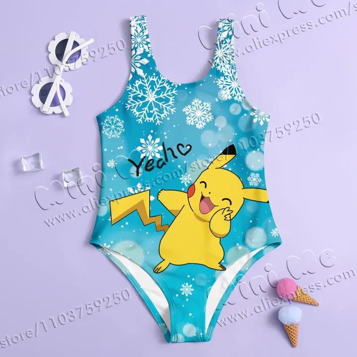 MINISO%20Girl%20Summer%20One-Piece%20Swimsuit%20Fashion%20Cartoon%20Cute%20Pokemon%20Pikachu%20Series%20Print%20Women%20Swimwear%20Sleeveless%20Swim%20Clothing%20-%20Image%202