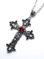 Gothic Irregular Cross Crystal Necklace Goth Large Cross Pendant Necklace Vintage Sweater Necklaces for Women Men Jewelry. 