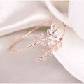 Adjustable Stylish Leaf Bracelet Ladies Open Leaves Bangle Jewelry. 