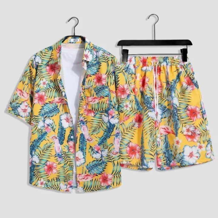 Summer%20Island%20Clothing%20Hainan%20Island%20Sanya%20Hawaii%20Printed%20Shirt%20Beach%20Suit%20Trendy%20Beach%20Pants%20Cool%20Seaside%20Style%20-%20Image%205