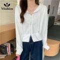 Yfashion Women Cotton Long Sleeves Hoodie Sweet Solid Color Casual Loose Sweatshirt Trendy Full Zipper Cardigan Sweater. 