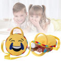 Round 10 Face Emotion Boy Girls Kids Handbag Shoulder Bag Lovely Crossbody Bag yellow 9. 