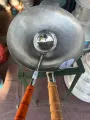 Stainless steel rice pan Wok pan with Large stainless steel spoon (size 18). 